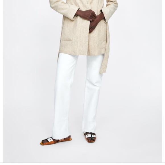 Zara rustic striped coat pinstripe belted blazer Bloggers favorite sz XS - Picture 6 of 11